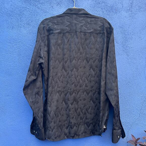 visconti black black embossed button down - Picture 7 of 7